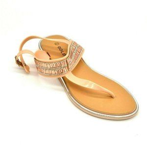 Goldtoe Womans Thong Sandals Rhinestone Embellishments Size‎ 7/8 Pink NEW
